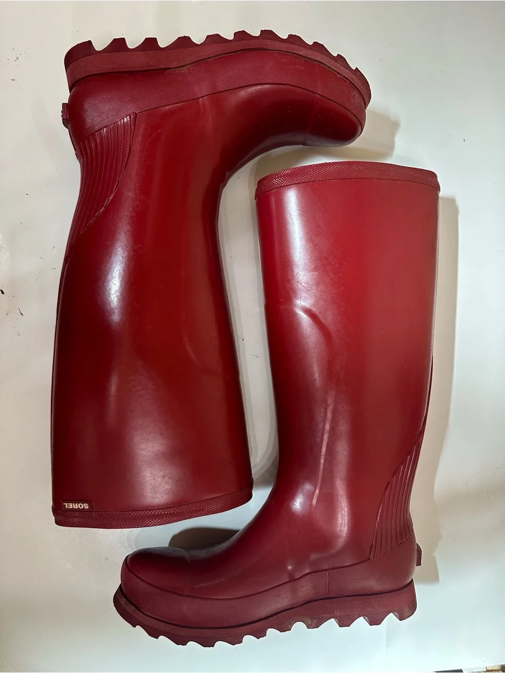 Sorel Glossy Tall Red Winter And Rain Boots Woman’s Size 8